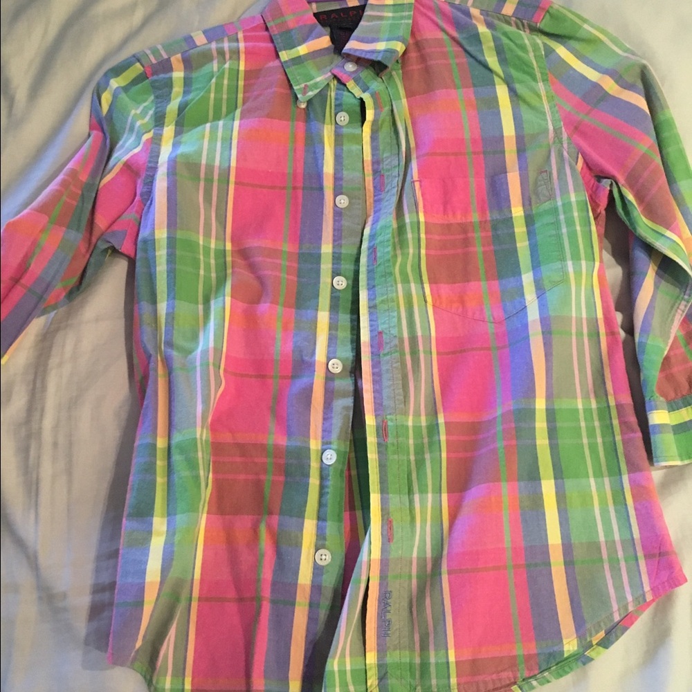 COPY - Ralph Lauren rainbow plaid button up.